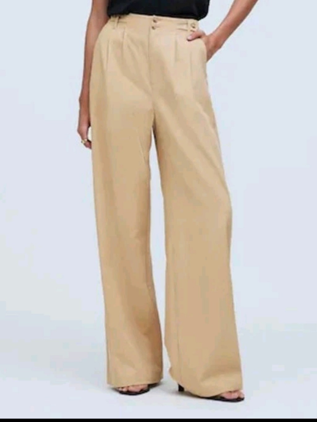 Madewell Beige High-Rise Wide-Leg Pants